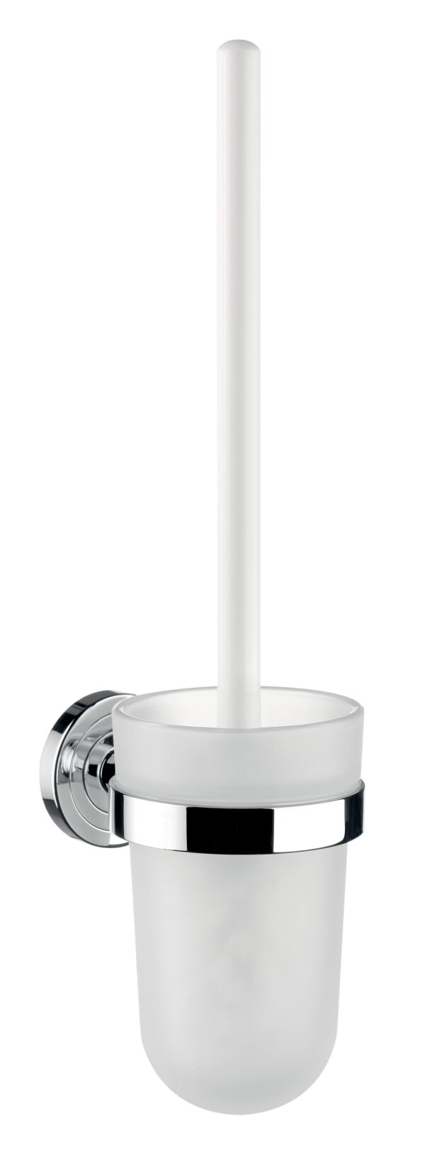emco polo Toilet brush holder, bowl of white plastic, brush grip white, wall mounted