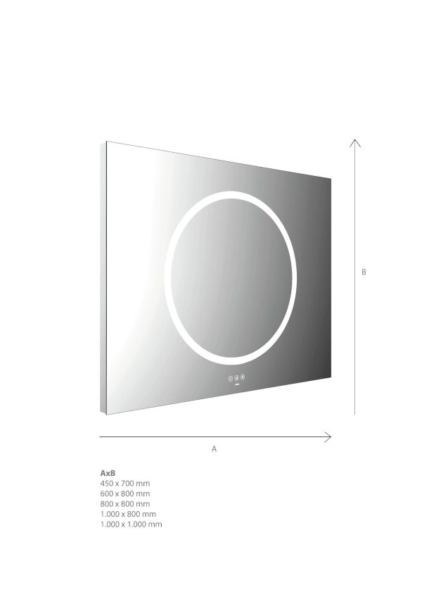 emco LED illuminated mirror MI 240+, with one or two round light cut-outs and touch control panel