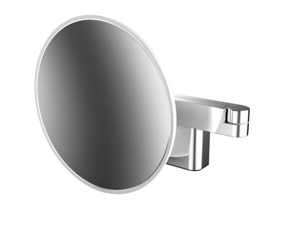 emco evo LED Shaving- and cosmetic mirror with emco light system, round, wall mounted, two swifel arms