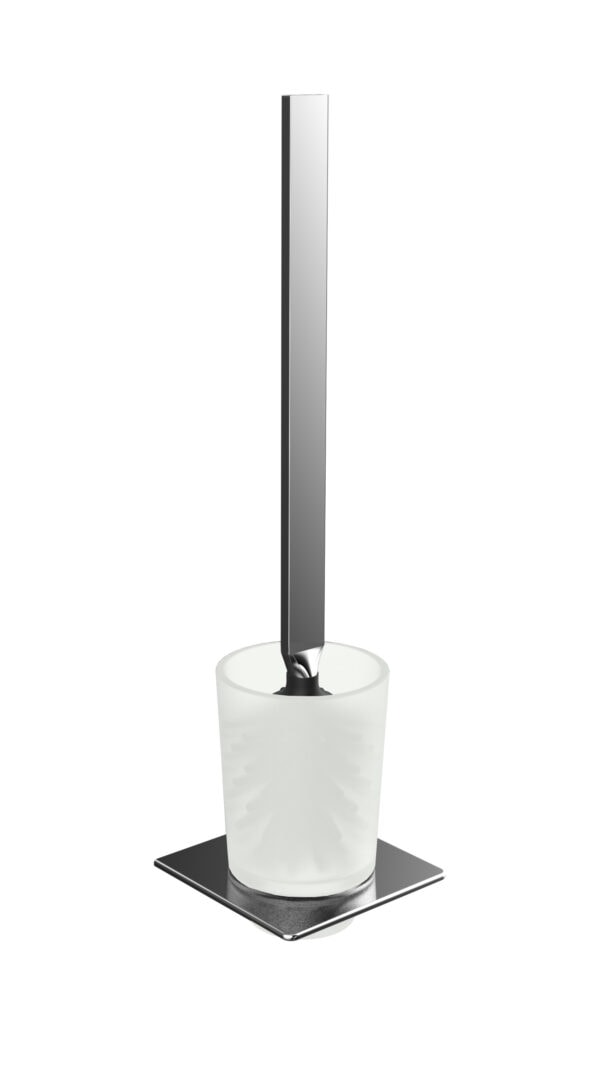 emco art Toilet brush holder, bowl of satin crystal, brush grip chrome, wall mounted