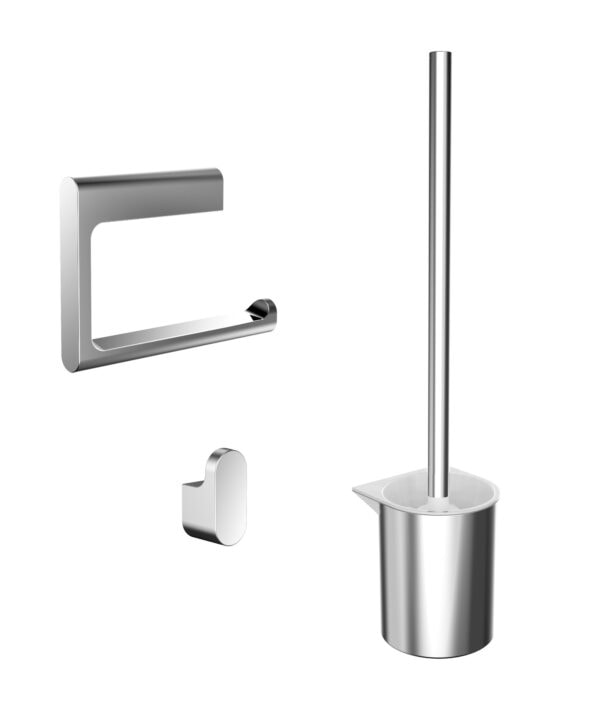emco flow WC set chrome, consisting of paper holder, toilet brush set and hook