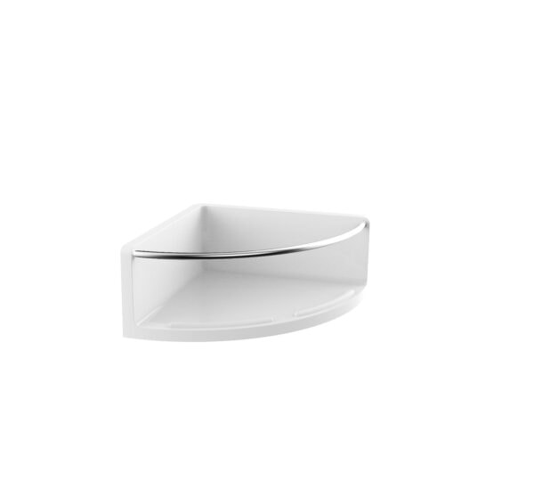 emco round Corner dish with rail, wall mounted, with hidden fastening, hight: 75 mm, cornersize: 175 mm (emco glue system)