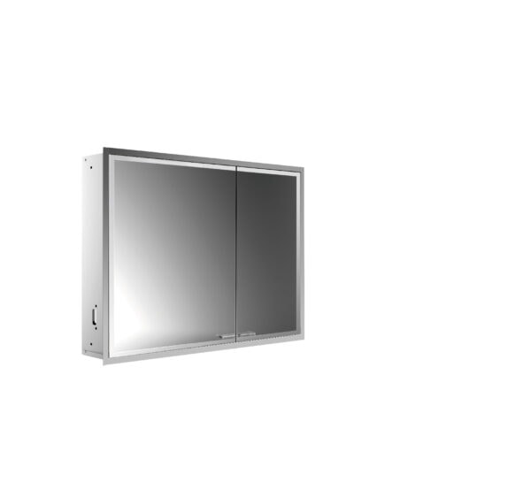 emco Illuminated mirror cabinet prestige 2, 915 mm, built-in model, wide door on the left, IP 44