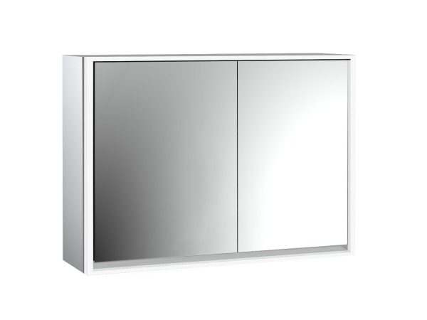 emco Illuminated mirror cabinet loft, 1.000 mm, 2 doors, wall-mounted model with mirrored side panels, IP 20.