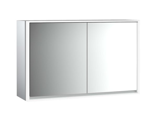 emco Illuminated mirror cabinet loft, 1.300 mm, 2 doors, wall-mounted model with mirrored side panels, IP 20.