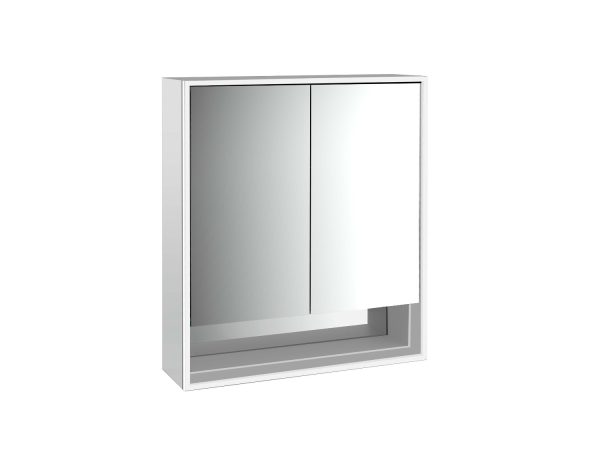 emco Illuminated mirror cabinet loft with an accessible compartment, 600 mm, 2 doors, wall-mounted model with mirrored side panels, IP 20.