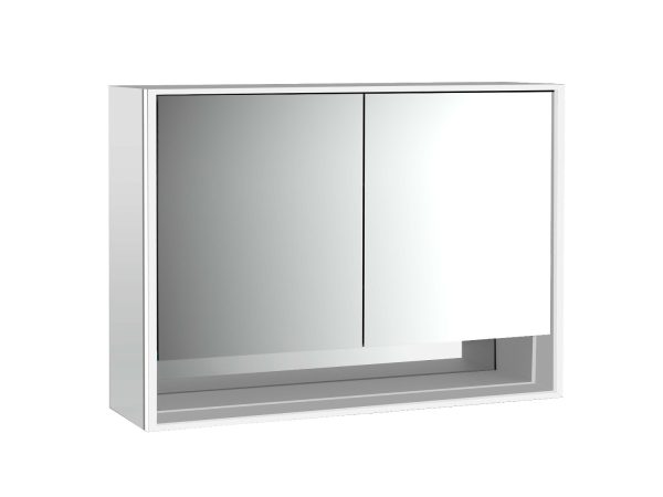 emco Illuminated mirror cabinet loft with an accessible compartment, 1.000 mm, 2 doors, wall-mounted model with mirrored side panels, IP 20.