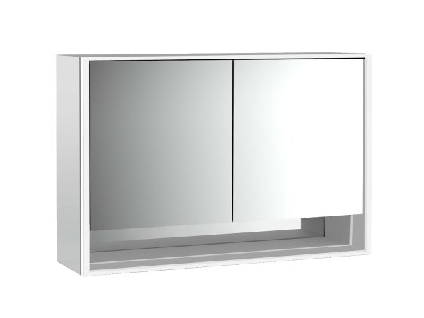 emco Illuminated mirror cabinet loft with an accessible compartment, 1.200 mm, 2 doors, wall-mounted model with mirrored side panels, IP 20.