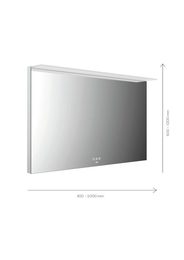 emco LED illuminated mirror MI 200+, with acrylic light sail and touch control panel
