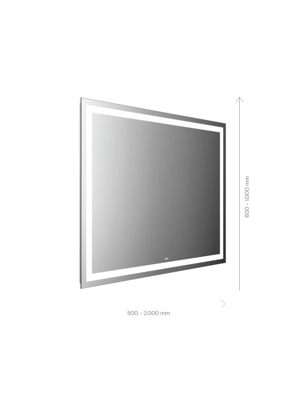 emco LED illuminated mirror MI 230, with all-round light cut-out at top and concealed sensor switch