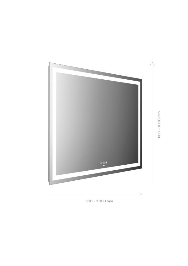 emco LED illuminated mirror MI 230+, with all-round light cut-out and touch control panel