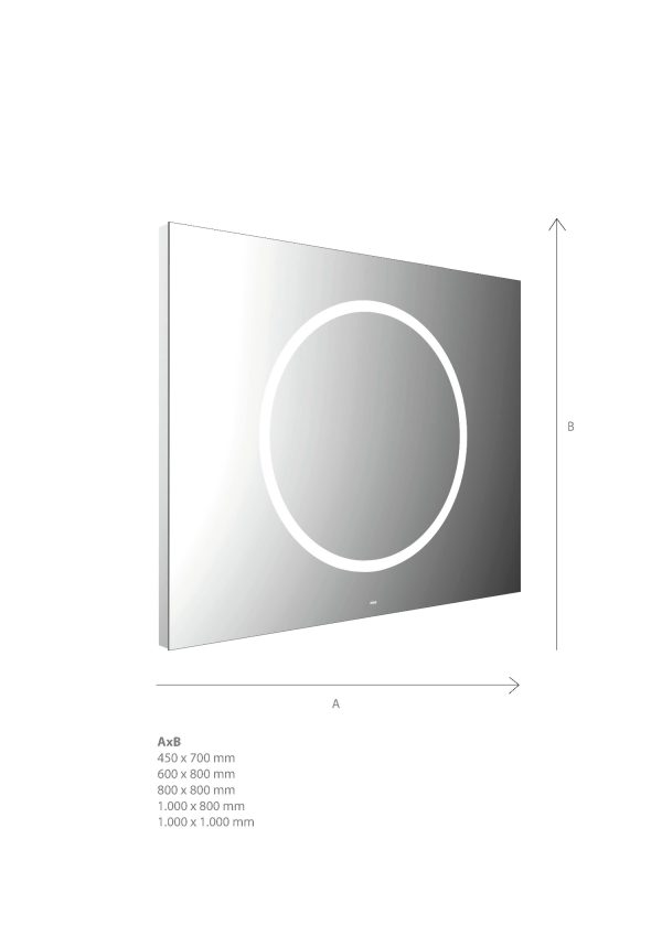 emco LED illuminated mirror MI 240, with one or two round light cut-outs and concealed sensor switch