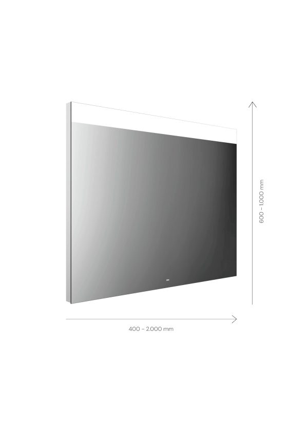 emco LED illuminated mirror MI 250, with continuous wide light cut-out at top and concealed sensor switch