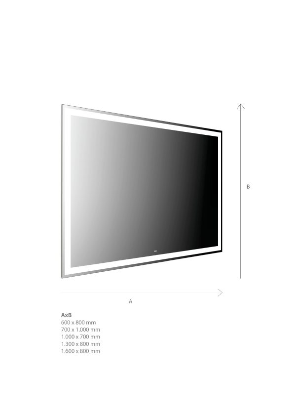 emco LED illuminated mirror MI 300+, with all-round light cut-out and touch control panel