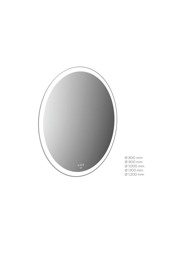 emco LED illuminated mirror MI 310+, with all-round light cut-out and touch control panel