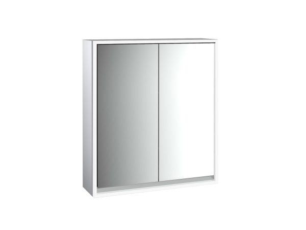 emco Illuminated mirror cabinet loft, 600 mm, 2 doors, wall-mounted model with mirrored side panels, IP 20.