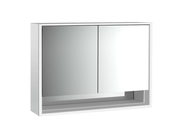 emco Illuminated mirror cabinet loft with an accessible compartment, 1.000 mm, 2 doors, wall-mounted model with mirrored side panels, IP 20.