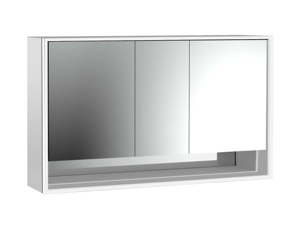 emco Illuminated mirror cabinet loft with an accessible compartment, 1.400 mm, 3 doors, wall-mounted model with mirrored side panels, IP 20.