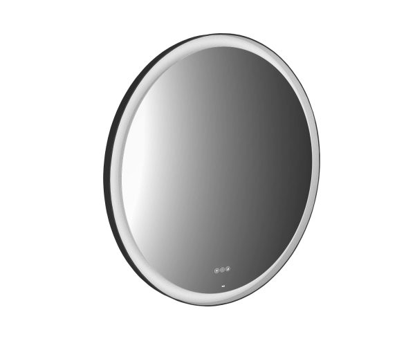 emco LED-illuminated mirror Round black, Ø 750 mm