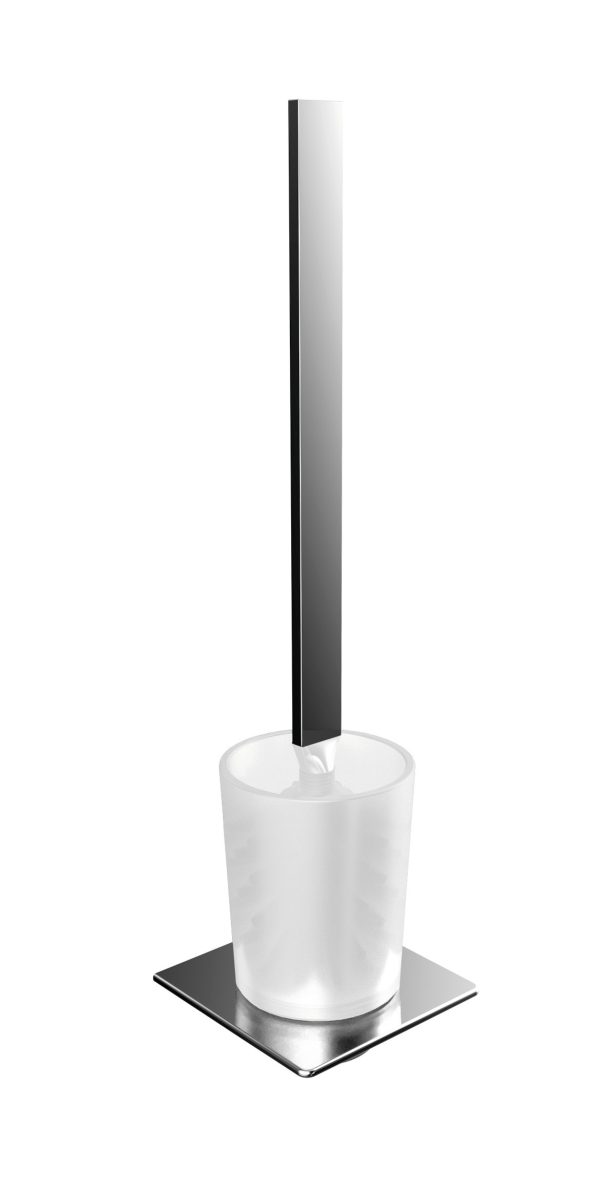 emco art Toilet brush holder, bowl of satin crystal, brush grip chrome, wall mounted