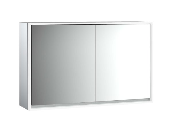 emco loft LED spiegelkast, 1.300 mm, 2 deuren, opbouwmodel, spiegel zijpanelen, IP 20.